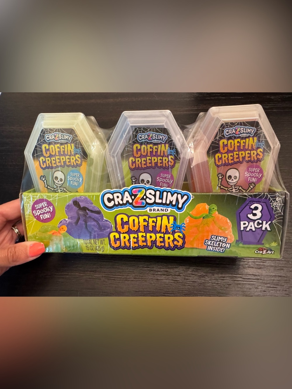 NWT CrazSlimy Coffin Creepers Halloween Squishy Slime 3 Pack